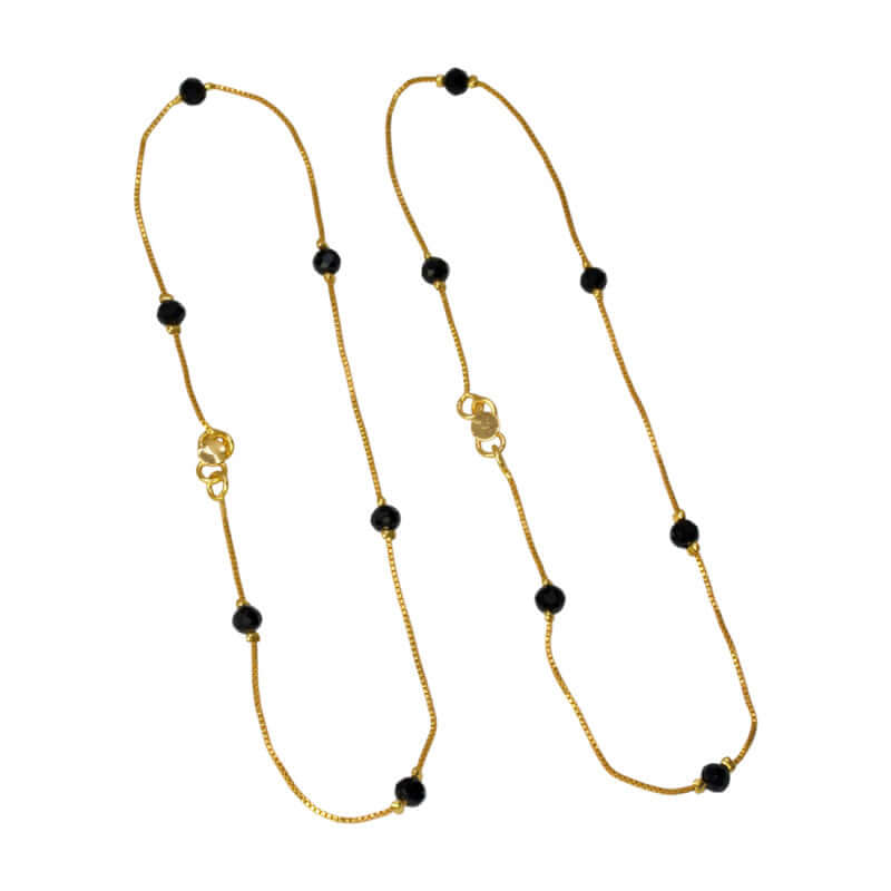 Stylish Gold Plated Black Crystal Anklets For Girls - K Supreme
