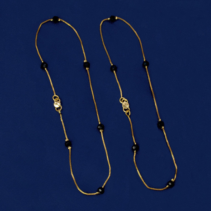 Stylish Gold Plated Black Crystal Anklets For Girls