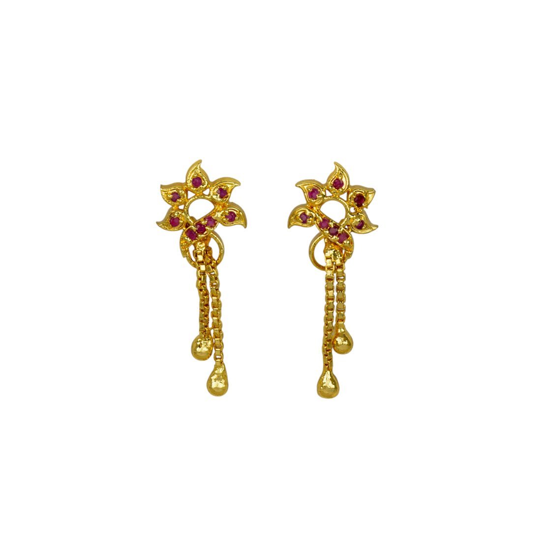 Stylish Gold Plated Box Chain Tassels Stone Earrings - KSupreme