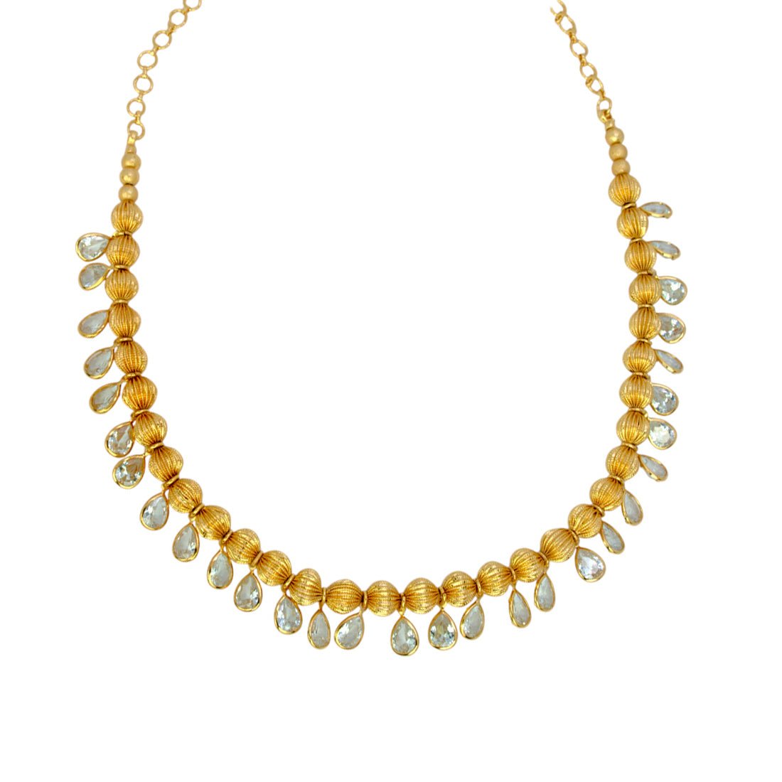 Stylish Gold Plated Crystal Hanging Ball Chain Necklace - K Supreme