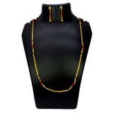 Stylish Gold Plated Cylinder Coral Beads Chain Set - K Supreme