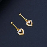 Stylish Gold Plated CZ Heart Bugadi Earrings