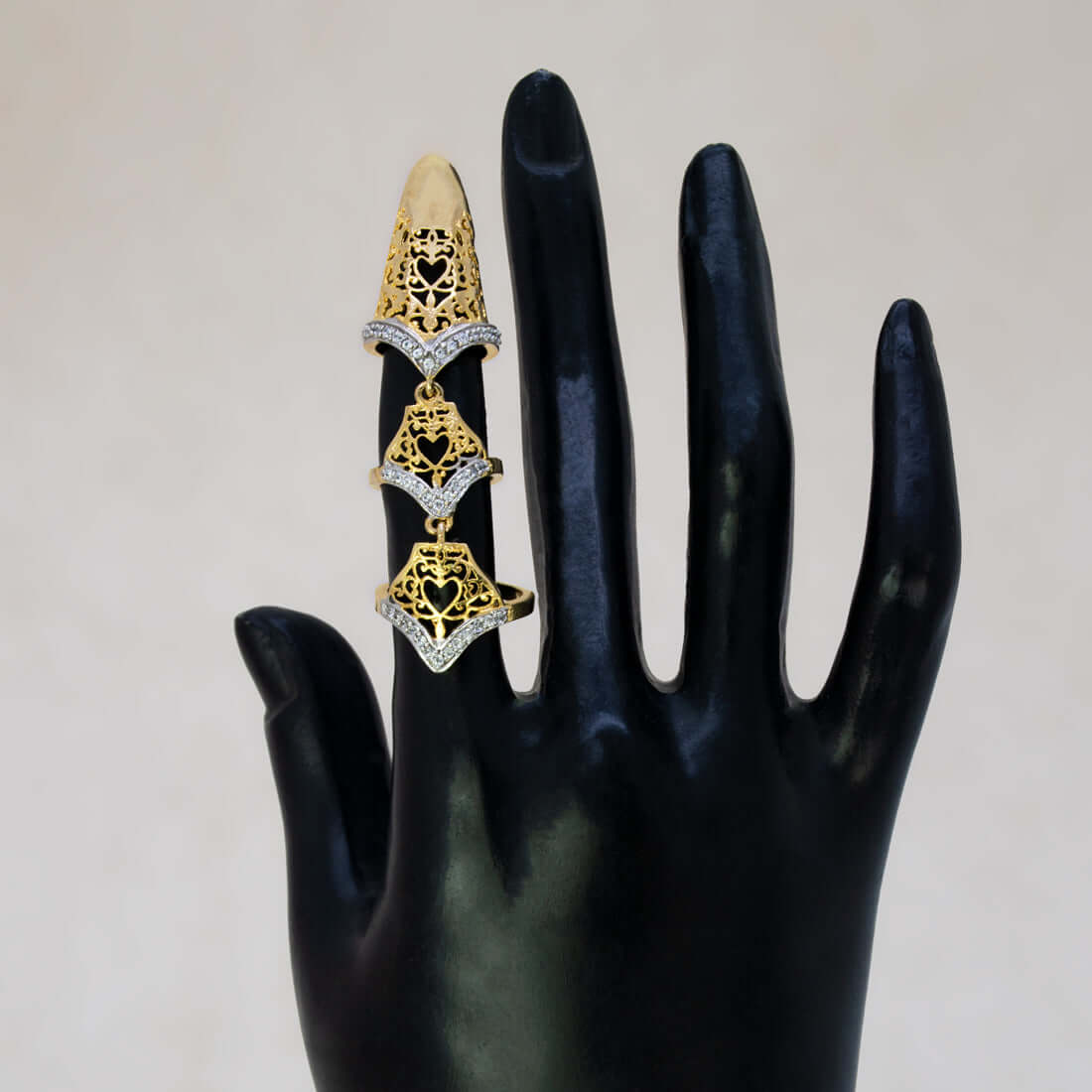 Stylish Gold Plated CZ Stone Nail Ring Set - K Supreme