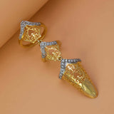 Stylish Gold Plated CZ Stone Nail Ring Set - K Supreme