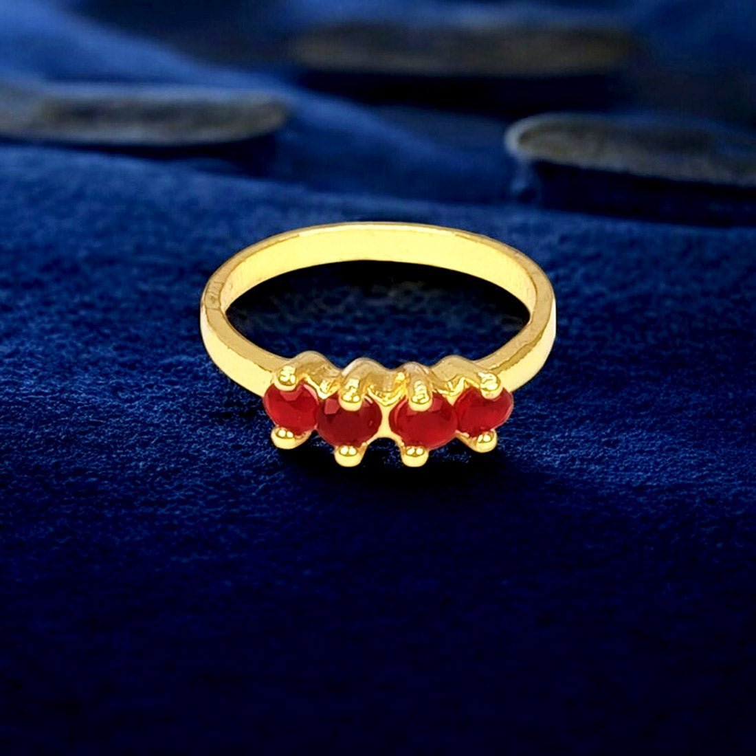 Stylish Gold Plated Red Stone Ladies Finger Ring - KSupreme