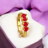 Stylish Gold Plated Red Stone Ladies Finger Ring - KSupreme