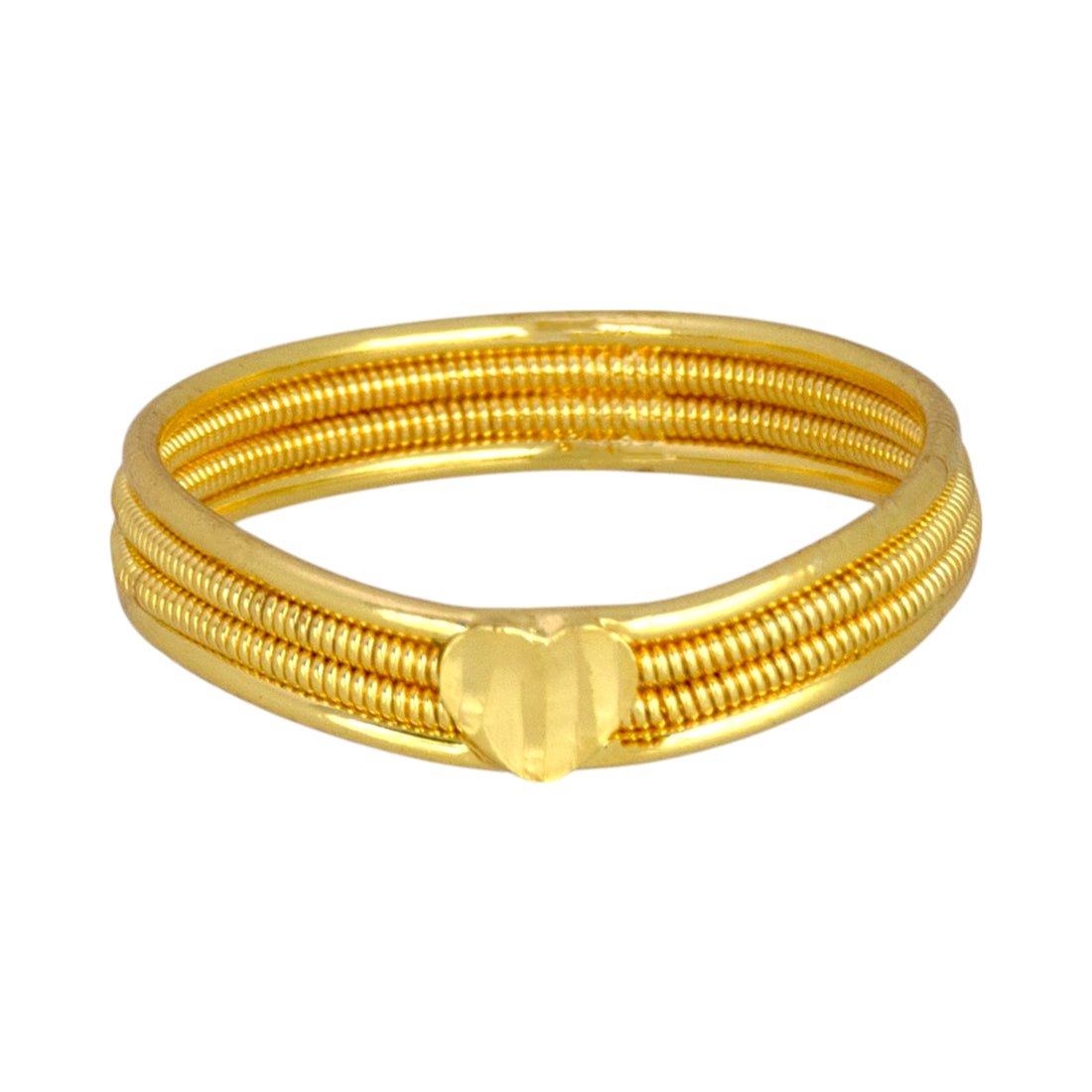 Stylish Gold Plated Ribbed Heart Finger Ring - K Supreme