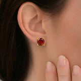 Stylish Gold Plated Single Red Stone Stud Earrings - K Supreme