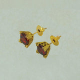 Stylish Gold Plated Single Red Stone Stud Earrings - K Supreme