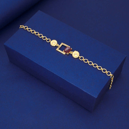Stylish Gold Plated Square CZ Stone Ladies Bracelet - K Supreme