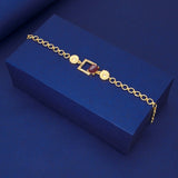 Stylish Gold Plated Square CZ Stone Ladies Bracelet - K Supreme