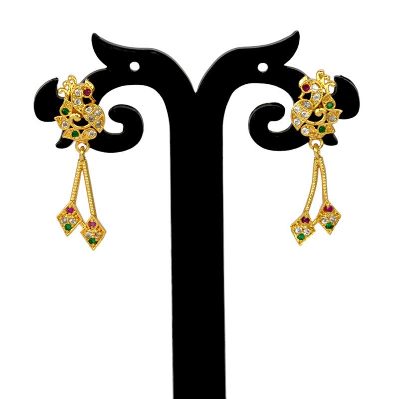 Stylish Gold Plated Stone Studded Peacock Earrings - K Supreme