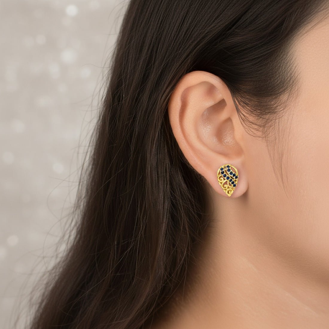 Stylish Gold Plated Stone Tear Drop Stud Earrings - K Supreme