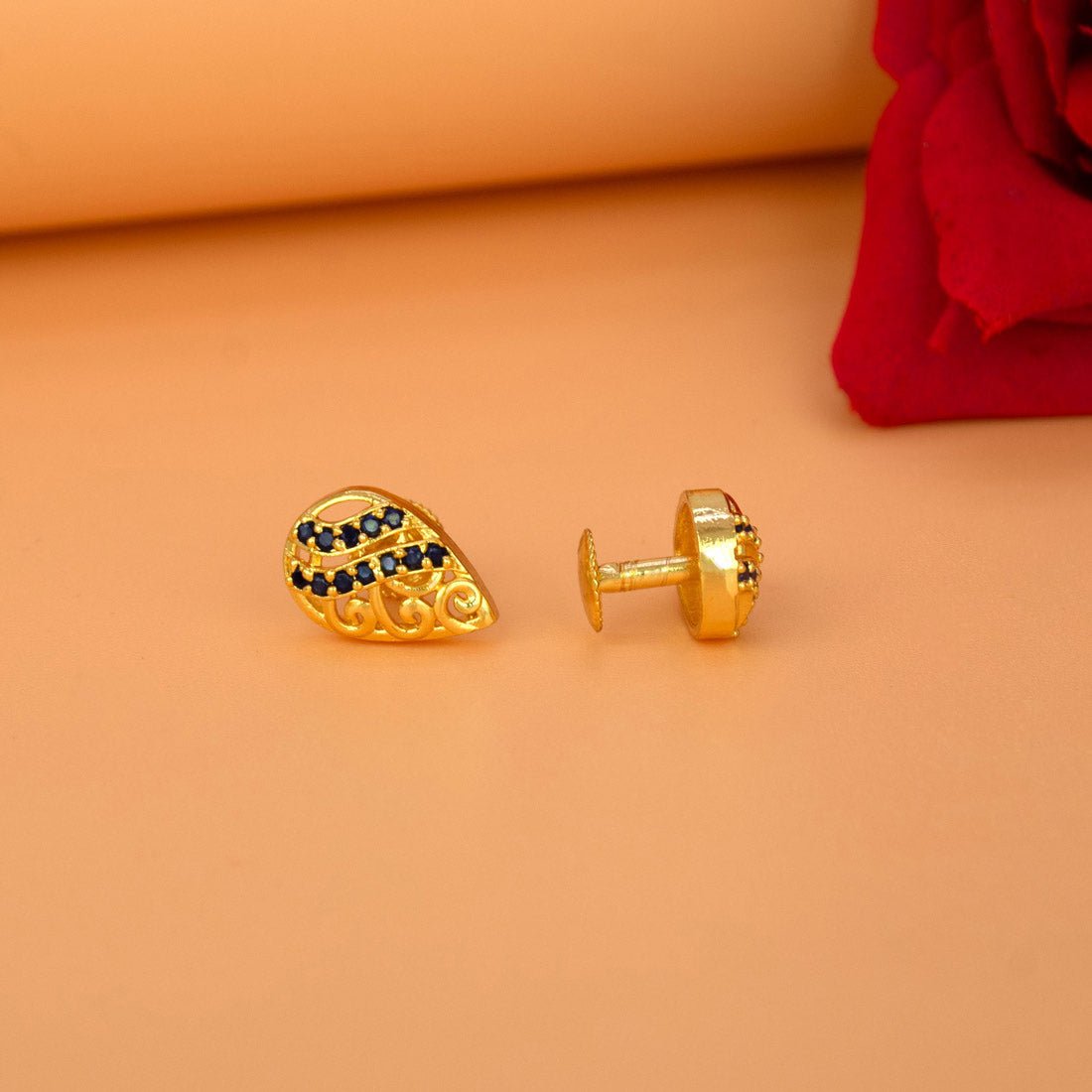 Stylish Gold Plated Stone Tear Drop Stud Earrings - K Supreme
