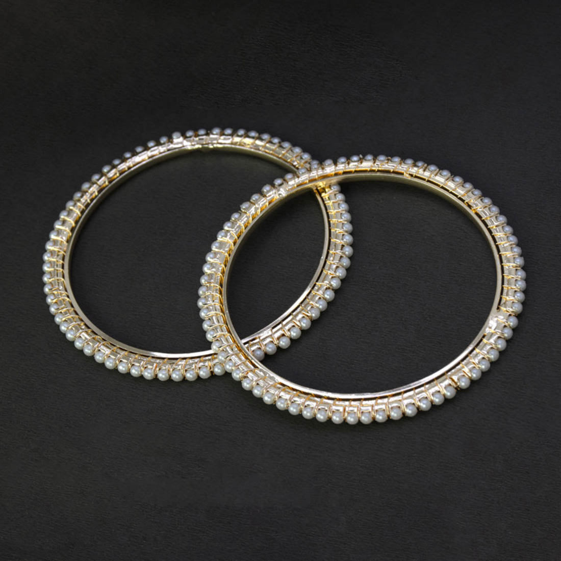 Stylish Gold Plated Thin Pearl Bangles
