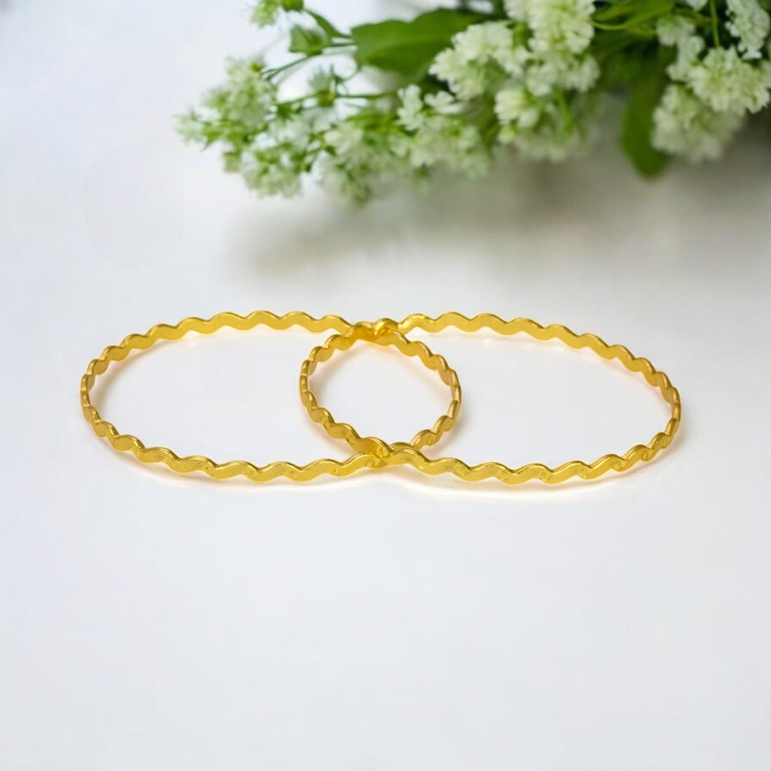 Stylish Gold Plated Thin Zigzag Bangles - KSupreme