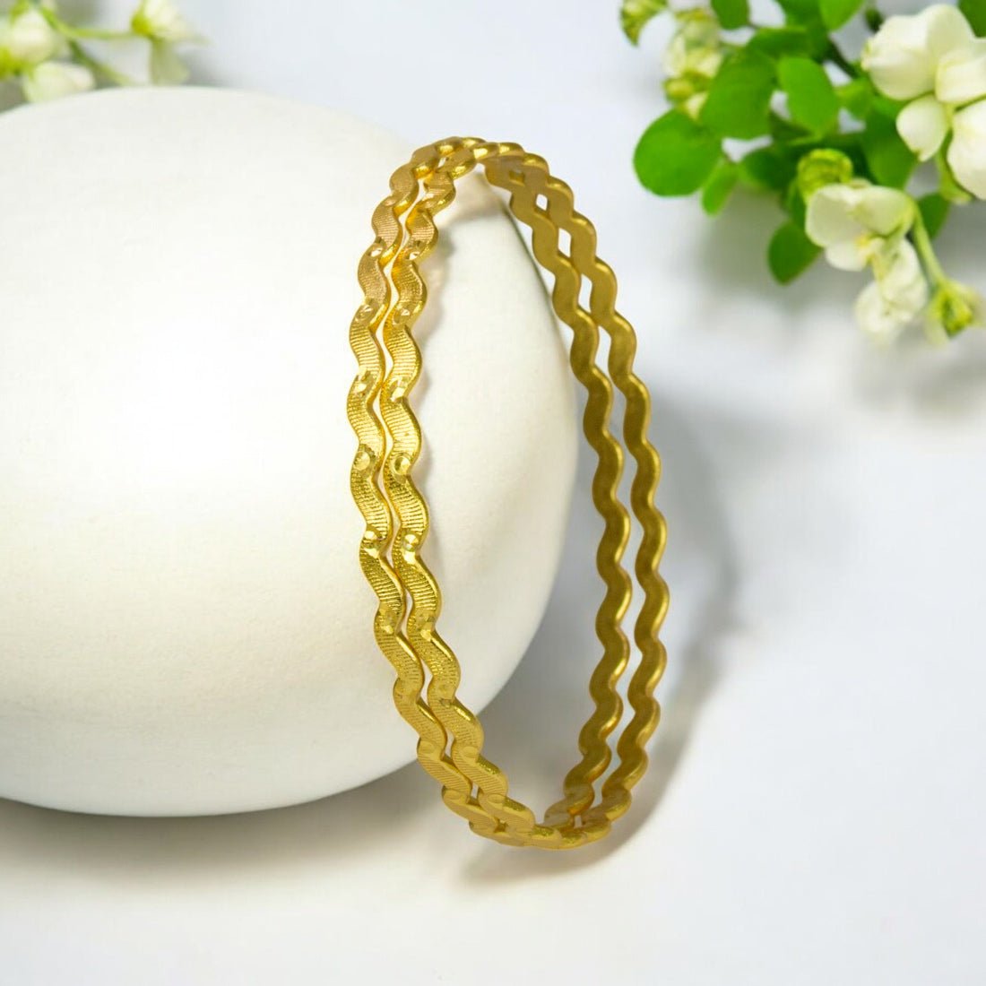 Stylish Gold Plated Thin Zigzag Bangles - KSupreme