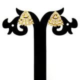 Stylish Gold - Plated Triangle Fan Stone Stud Earrings - KSupreme