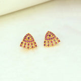 Stylish Gold - Plated Triangle Fan Stone Stud Earrings - KSupreme