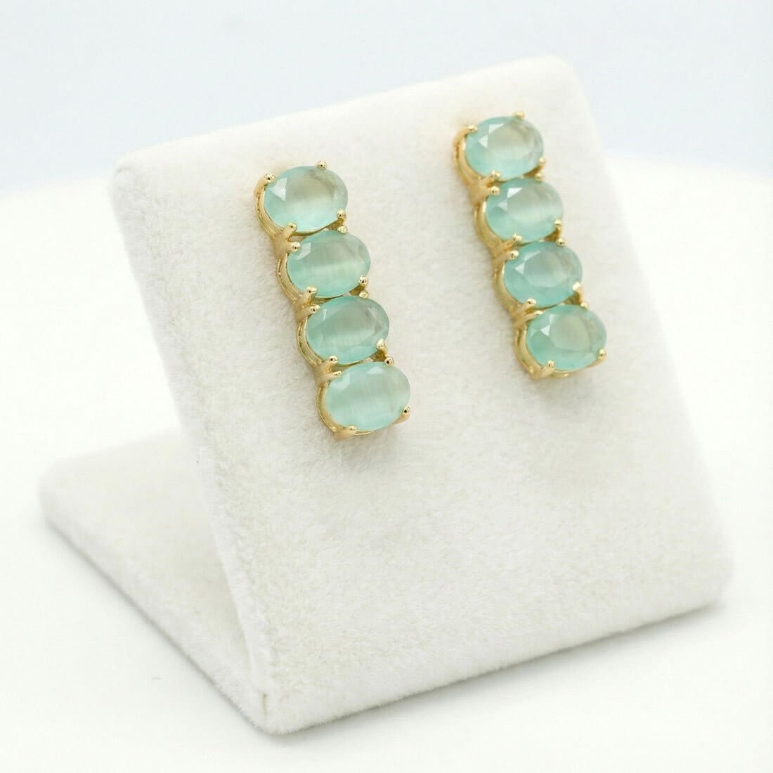 Stylish Golden Oval Stone Drop Earrings - K Supreme