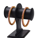 Stylish Tear Drop Ruby Matte Bangles - K Supreme