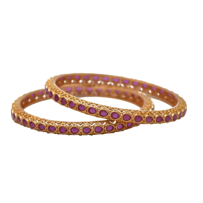 Stylish Tear Drop Ruby Matte Bangles - K Supreme