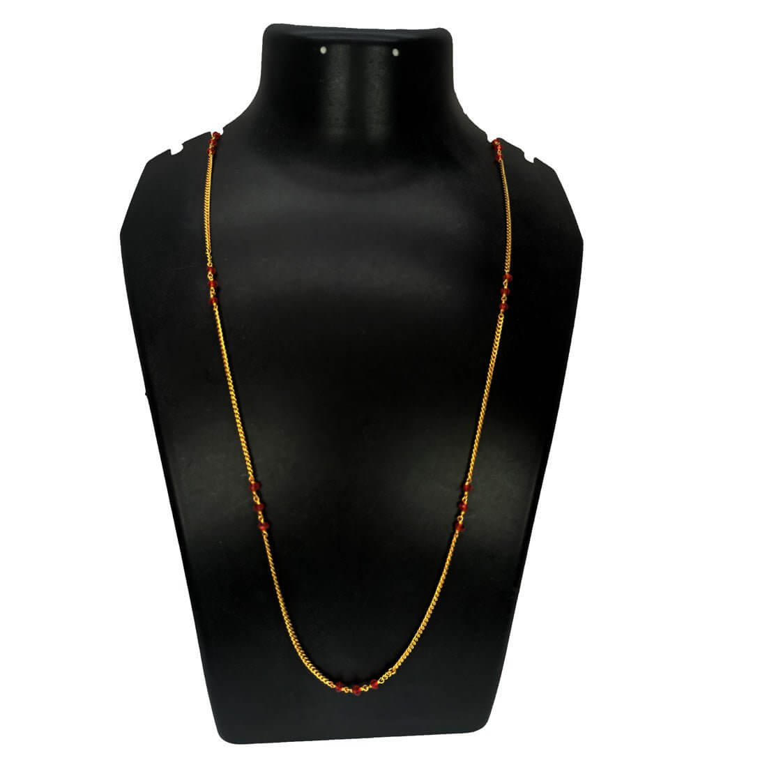 Thin Gold Plated Red Crystal Beads Link Chain - K Supreme