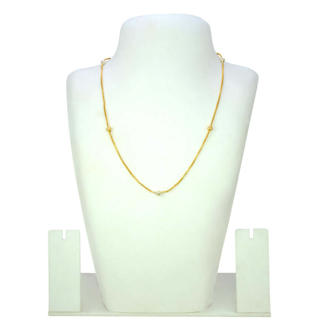 Thin Two - tone Beads Gold Plated Box Chain For Kids - K Supreme