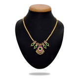 Traditional Double Nagapadam Necklace - Green