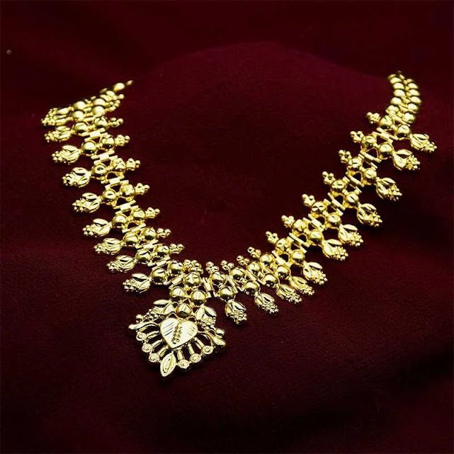 Traditional Gold Plated Designer Flower Buds Bridal Necklace - K Supreme