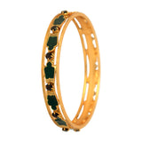 Traditional Gold Plated Green Enamel Nagapadam Style Bangle - KSupreme