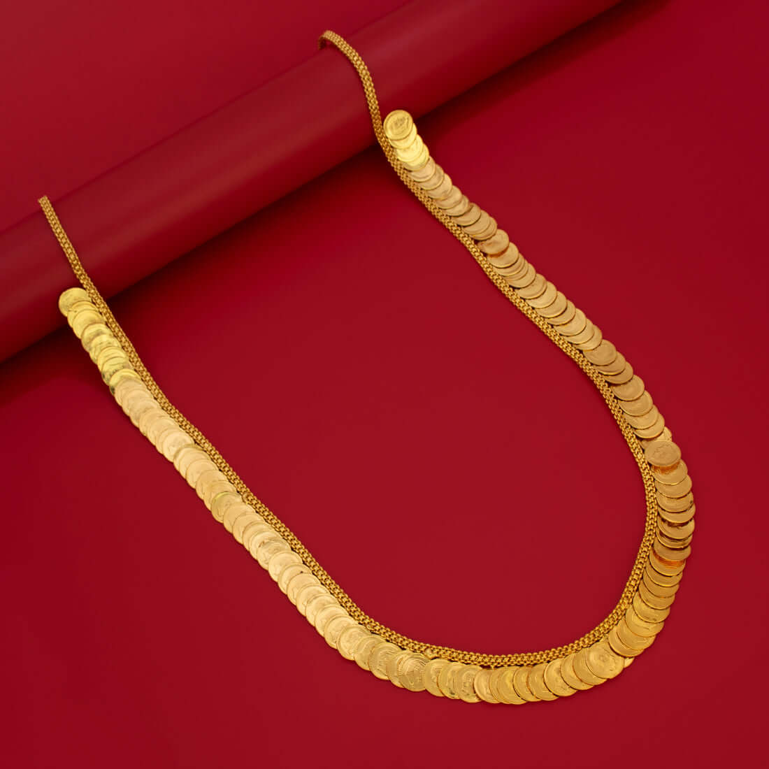 Traditional Gold Plated Head Kasu Long Necklace - K Supreme
