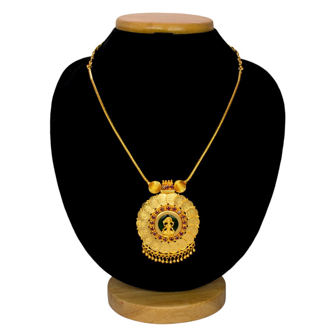 Traditional Gold - Plated Lakshmi Kasu Pendant Necklace - K Supreme