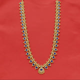 Traditional Kerala Blue Palakka Mala Long Chain Haram - K Supreme