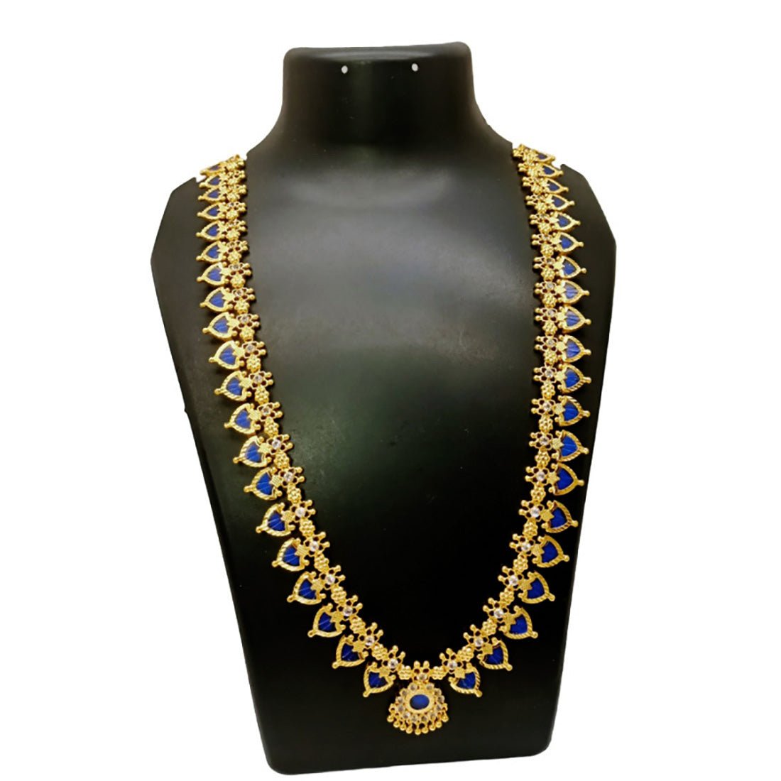 Traditional Kerala Blue Palakka Mala Long Chain Haram - K Supreme