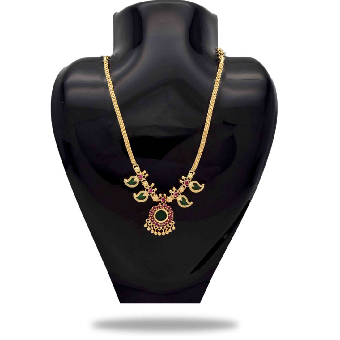 Traditional Kerala Mango Necklace- 2 Stone- Green