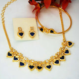 Traditional Palakka Necklace with Bangle Combo Set - Blue