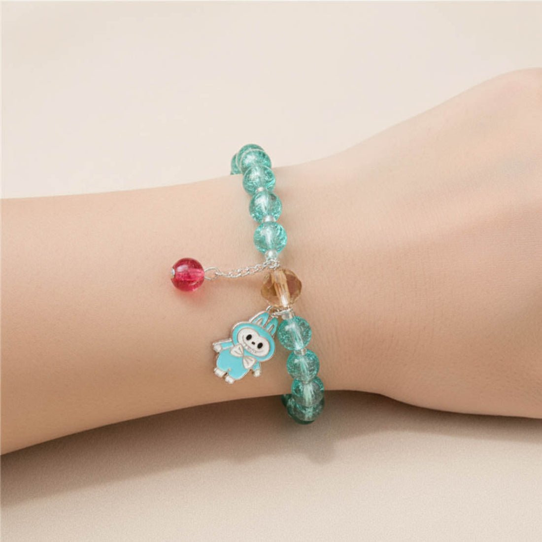 Trendy Fashion Crystal Beaded Labubu Charm Bracelet - K Supreme