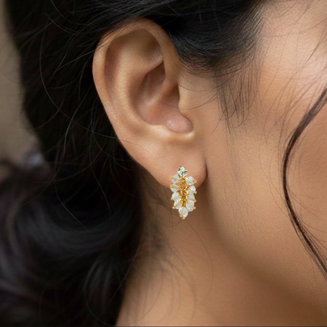 Trendy Gold Plated Crystal Drop Earrings - K Supreme