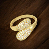 Trendy Gold Plated Cz Stone Finger Ring - KSupreme