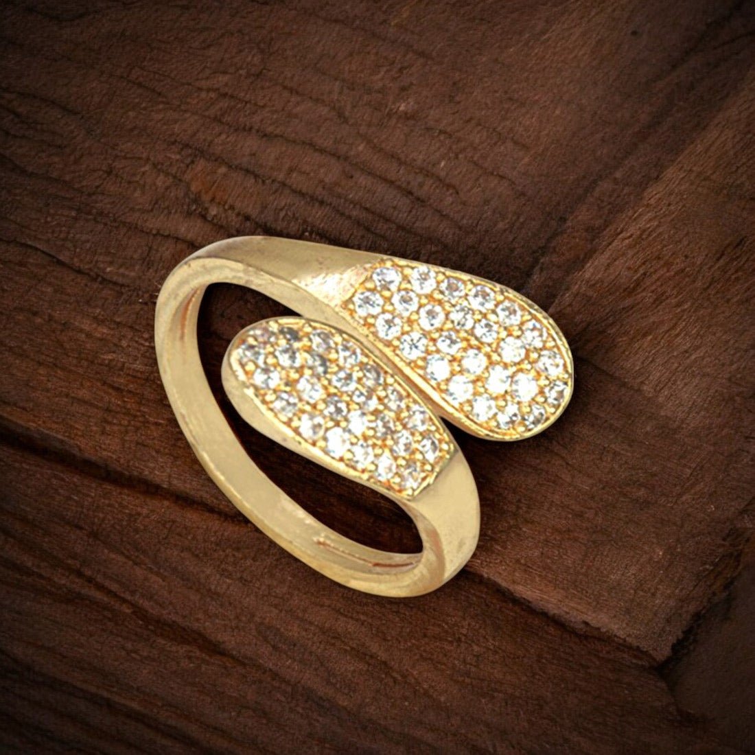 Trendy Gold Plated Cz Stone Finger Ring - KSupreme