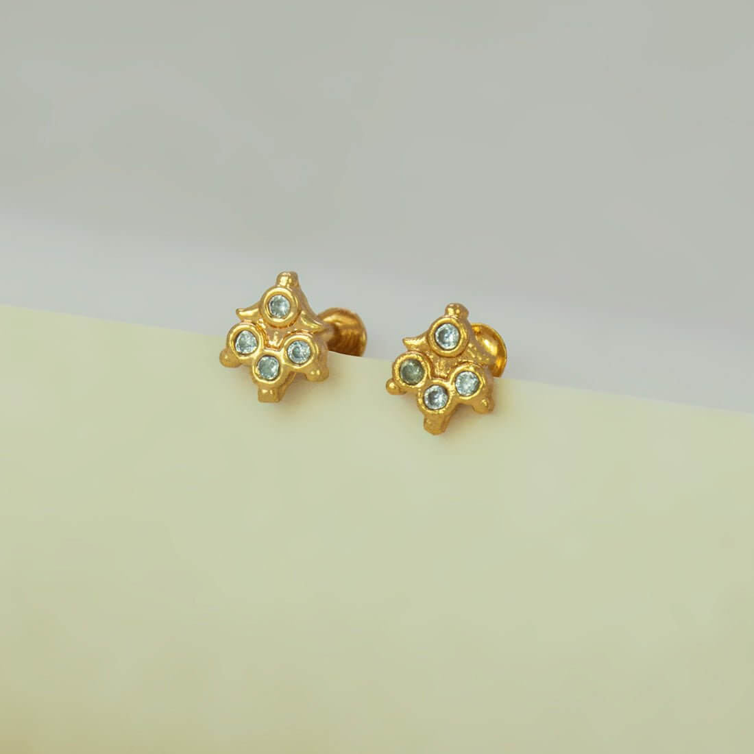 Trendy Gold - Plated Floral CZ Stone Stud Earrings - K Supreme