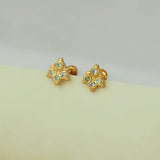 Trendy Gold - Plated Floral CZ Stone Stud Earrings - K Supreme
