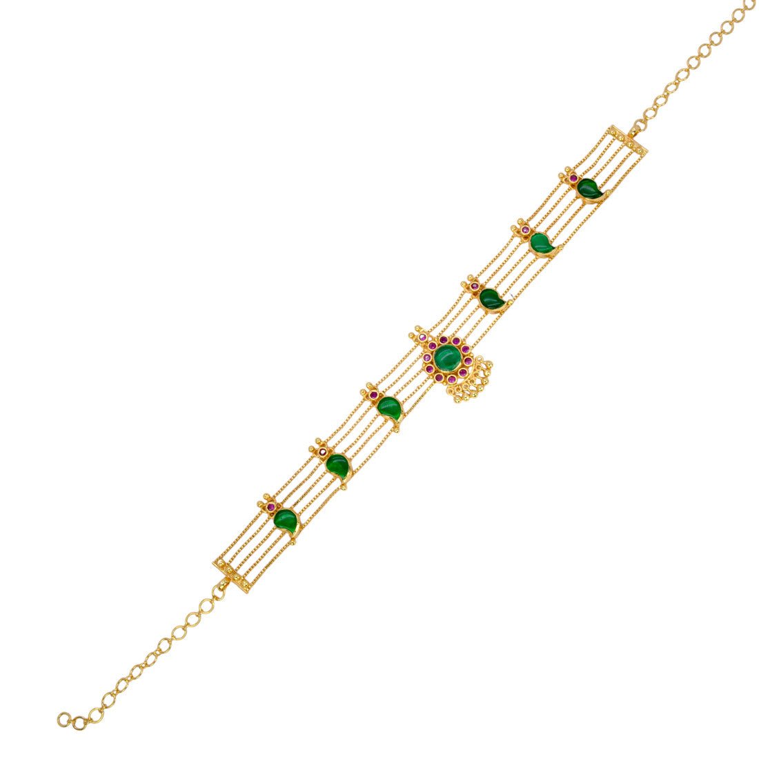 Trendy Gold Plated Green Mango Ruby Choker Set - K Supreme
