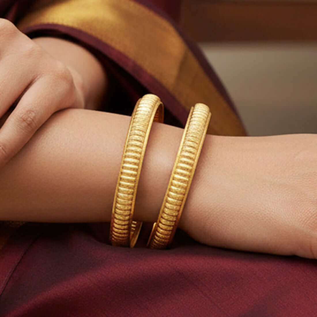 Trendy Gold Plated Medium Designer Dailywear Bangles - K Supreme