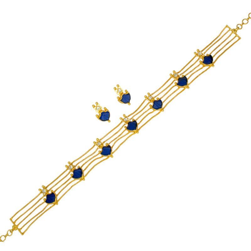 Trendy Gold Plated Palakka Ruby Choker Necklace Set - KSupreme