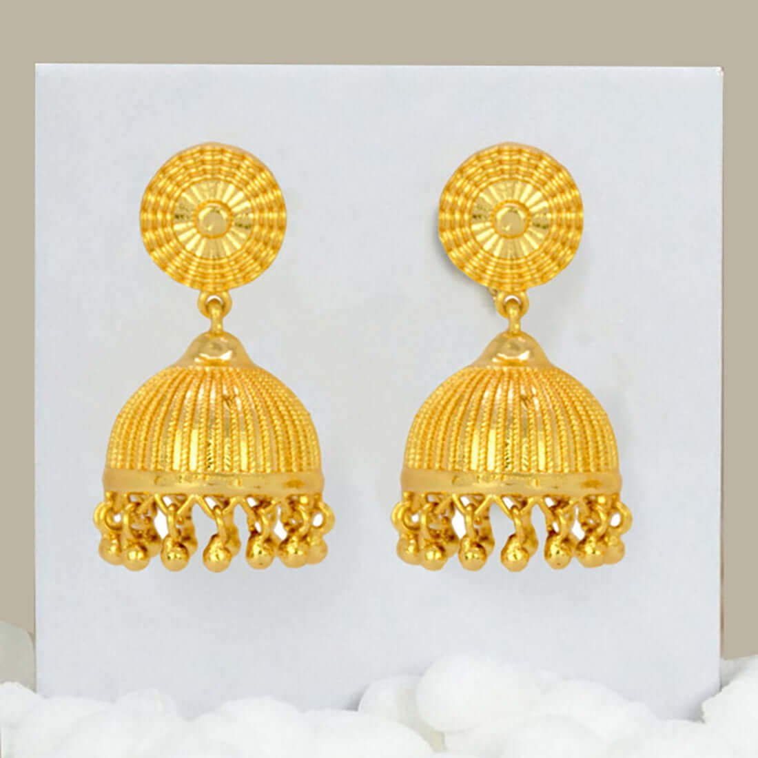 Trendy Gold Plated Plain Jhumka Earrings - K Supreme