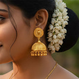 Trendy Gold Plated Plain Jhumka Earrings - K Supreme