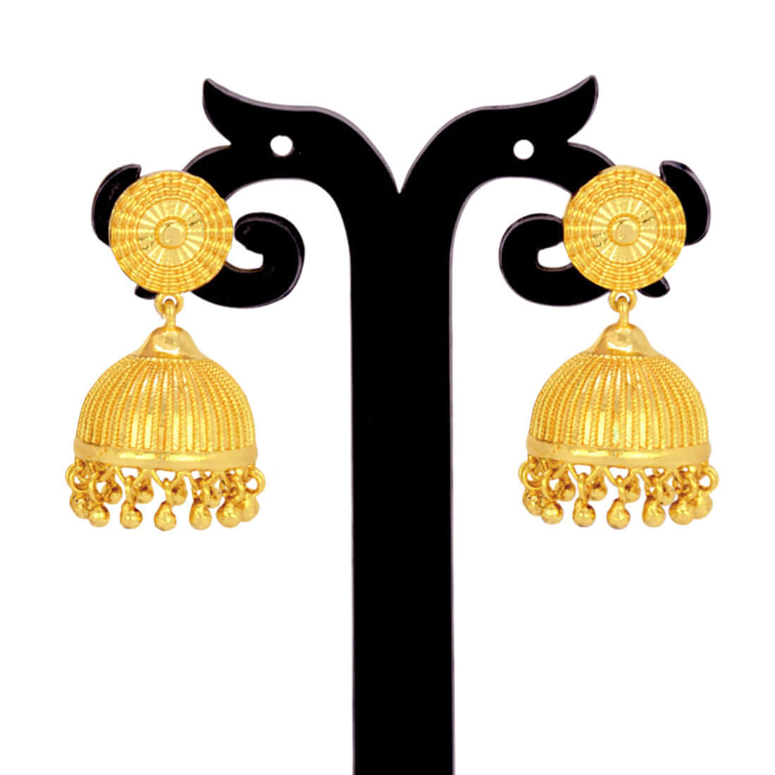 Trendy Gold Plated Plain Jhumka Earrings - K Supreme