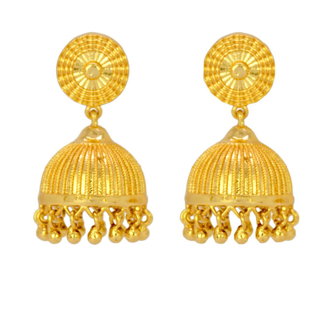Trendy Gold Plated Plain Jhumka Earrings - K Supreme